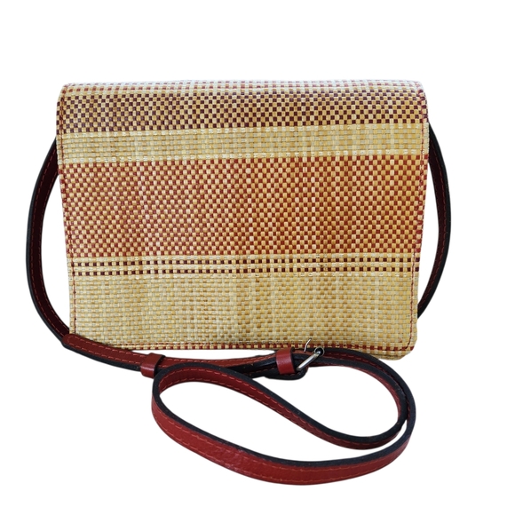 Patrica Nash Laurentina Italian Fine Straw Red Leather Crossbody Shoulder Bag - Picture 15 of 15